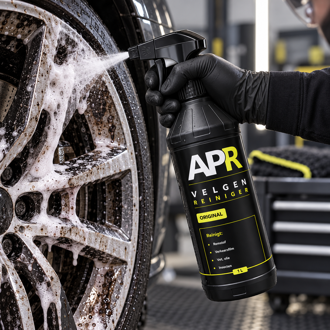 APR Velgenreiniger Original – professionele alkalische velgenreiniger 1L - Afbeelding 2