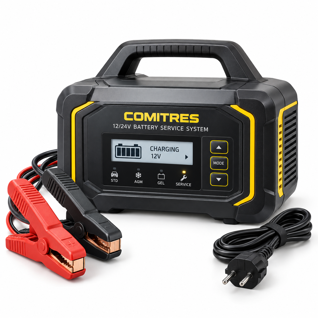 Comitres Select 12/24V Battery Service System met accuklemmen en EU-aansluitkabel