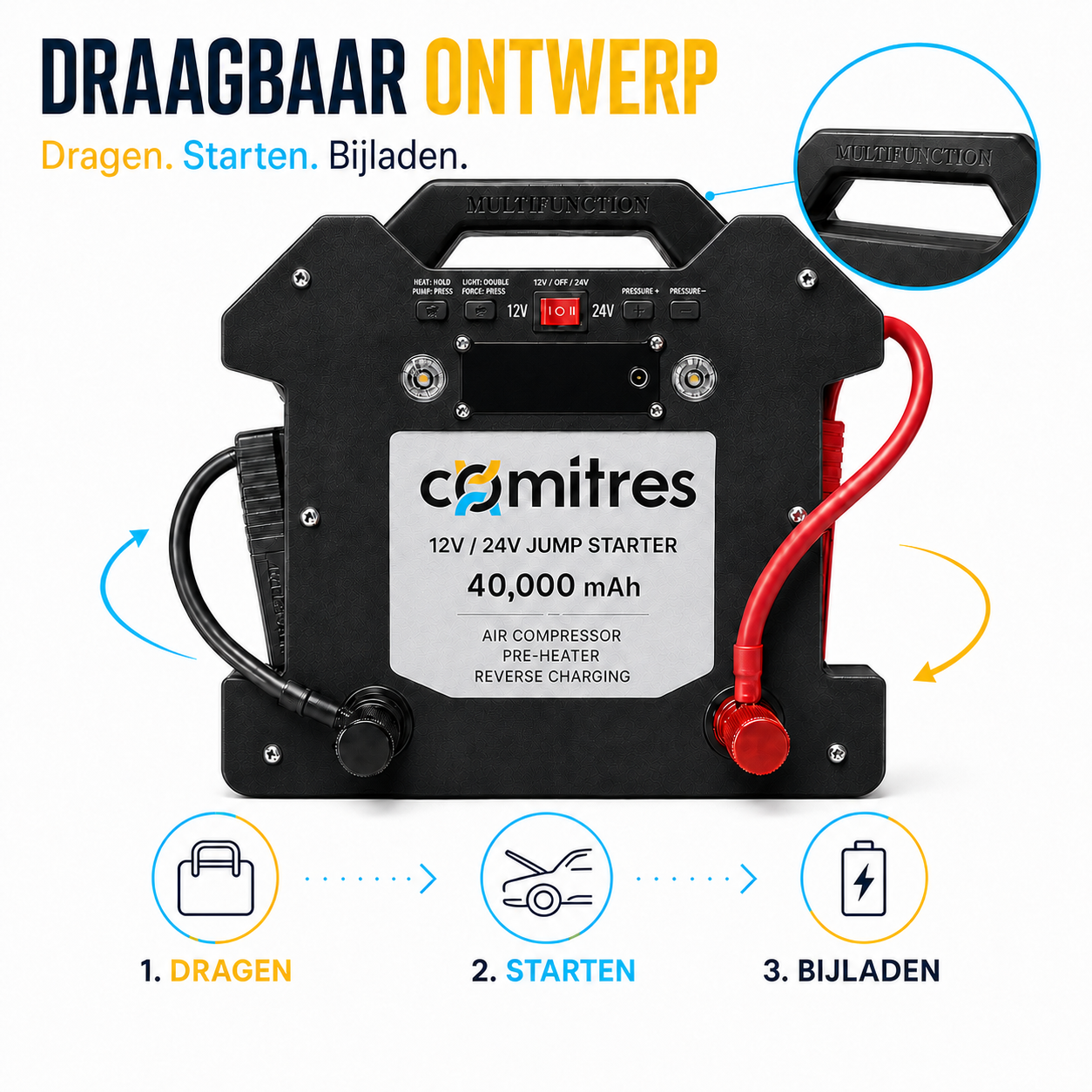 Comitres 12/24V-booster met compressor - Afbeelding 9